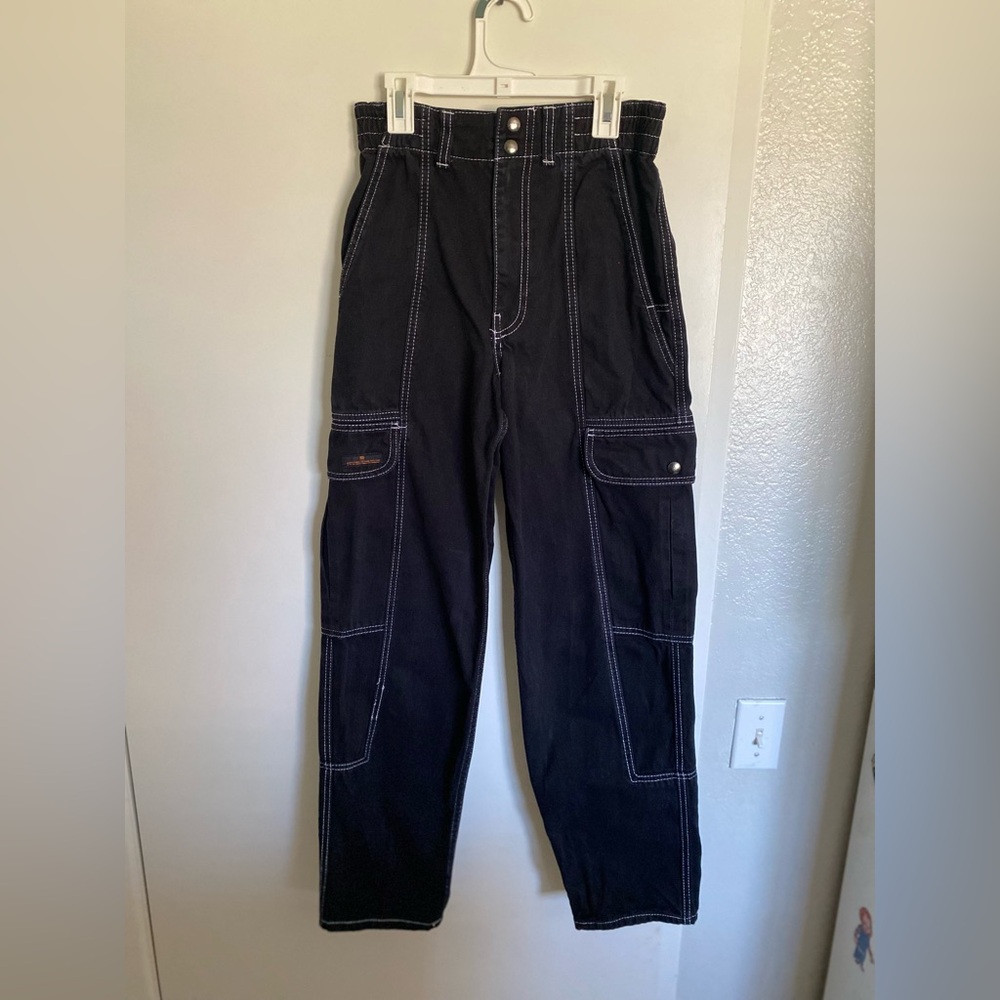 BDG Black with White Stitching High Rise Women’s Relaxed Skate Jeans